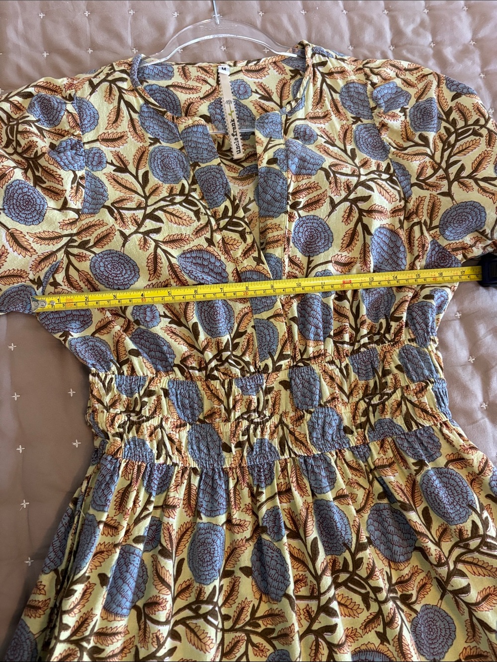 Uncle Frank Yellow and Blue Floral Midi Dress - Picture 3 of 5